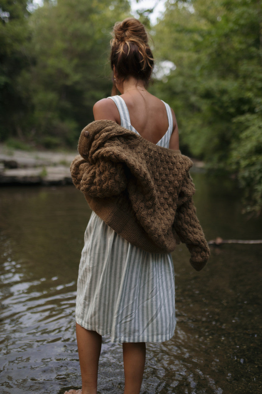 Quinn Wool Cardigan in Light Brown - M Left