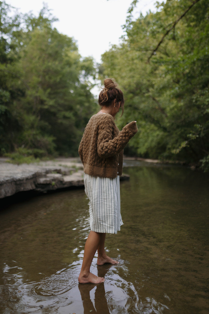 Quinn Wool Cardigan in Light Brown - M Left