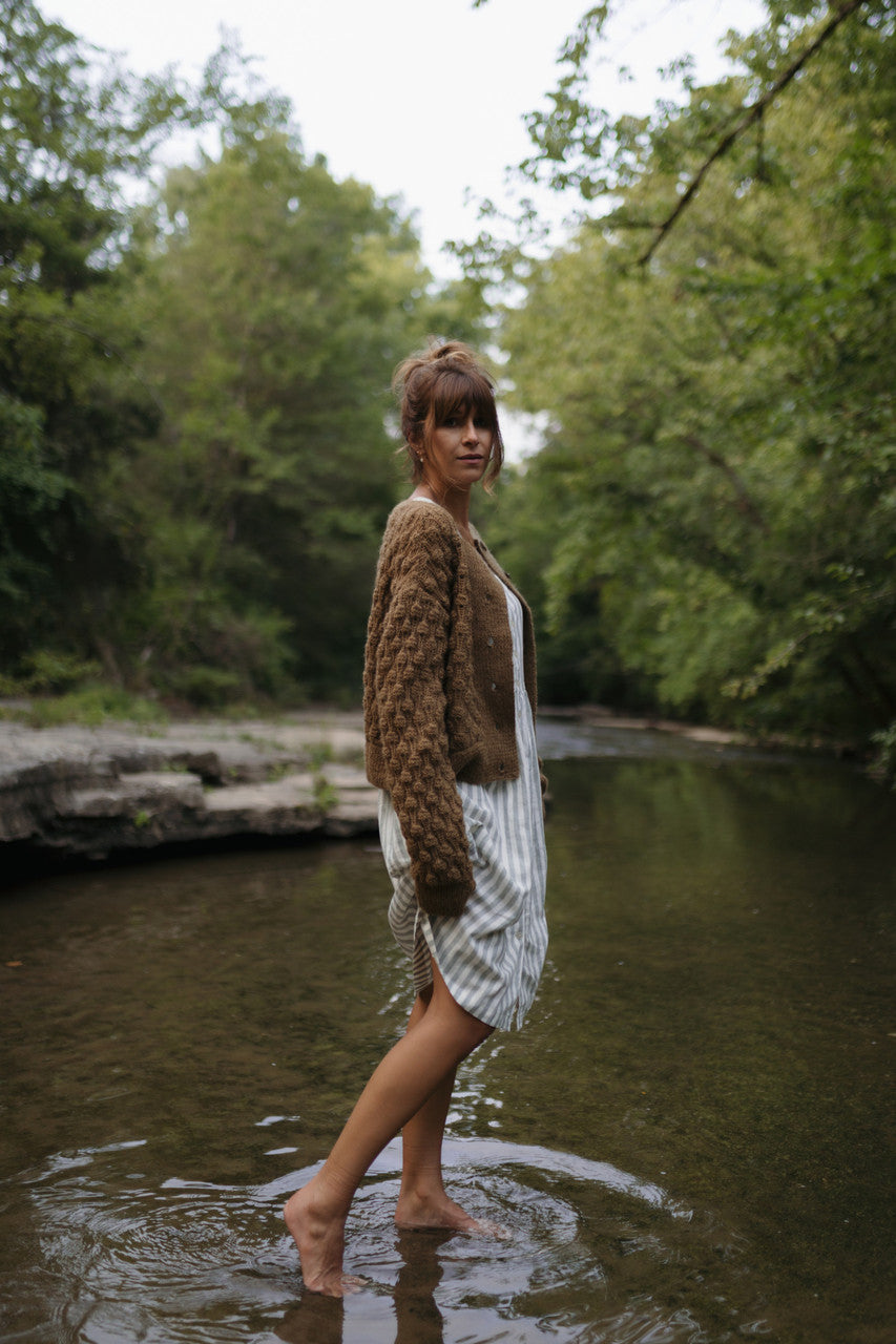 Quinn Wool Cardigan in Light Brown - M Left