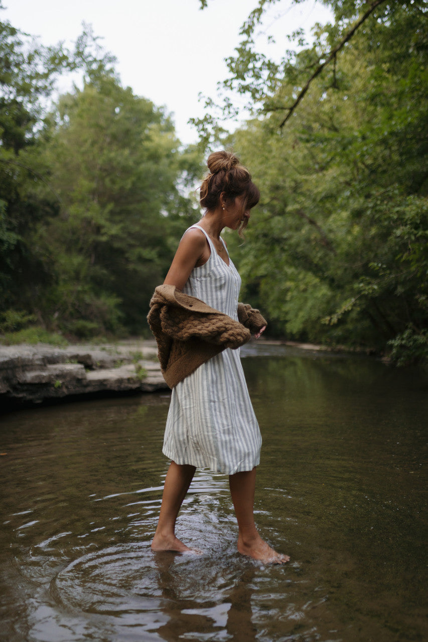 Quinn Wool Cardigan in Light Brown - M Left
