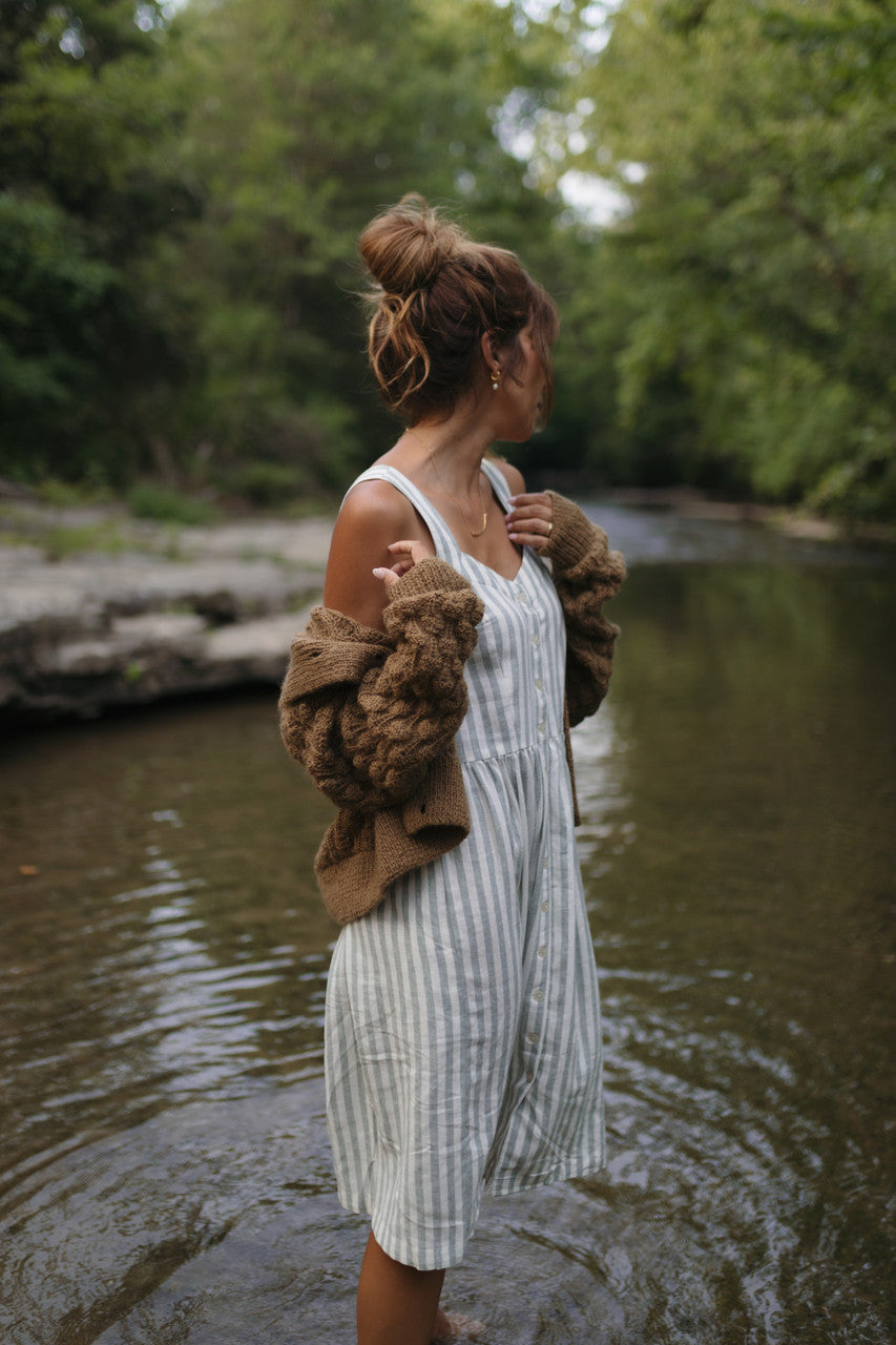 Quinn Wool Cardigan in Light Brown - M Left