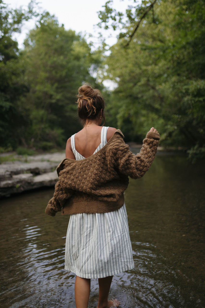 Quinn Wool Cardigan in Light Brown - M Left