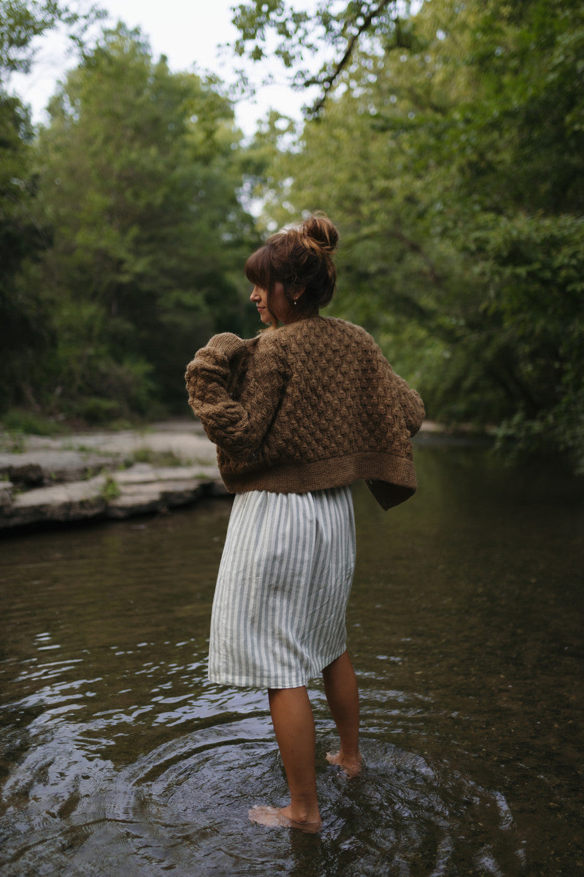 Quinn Wool Cardigan in Light Brown - M Left