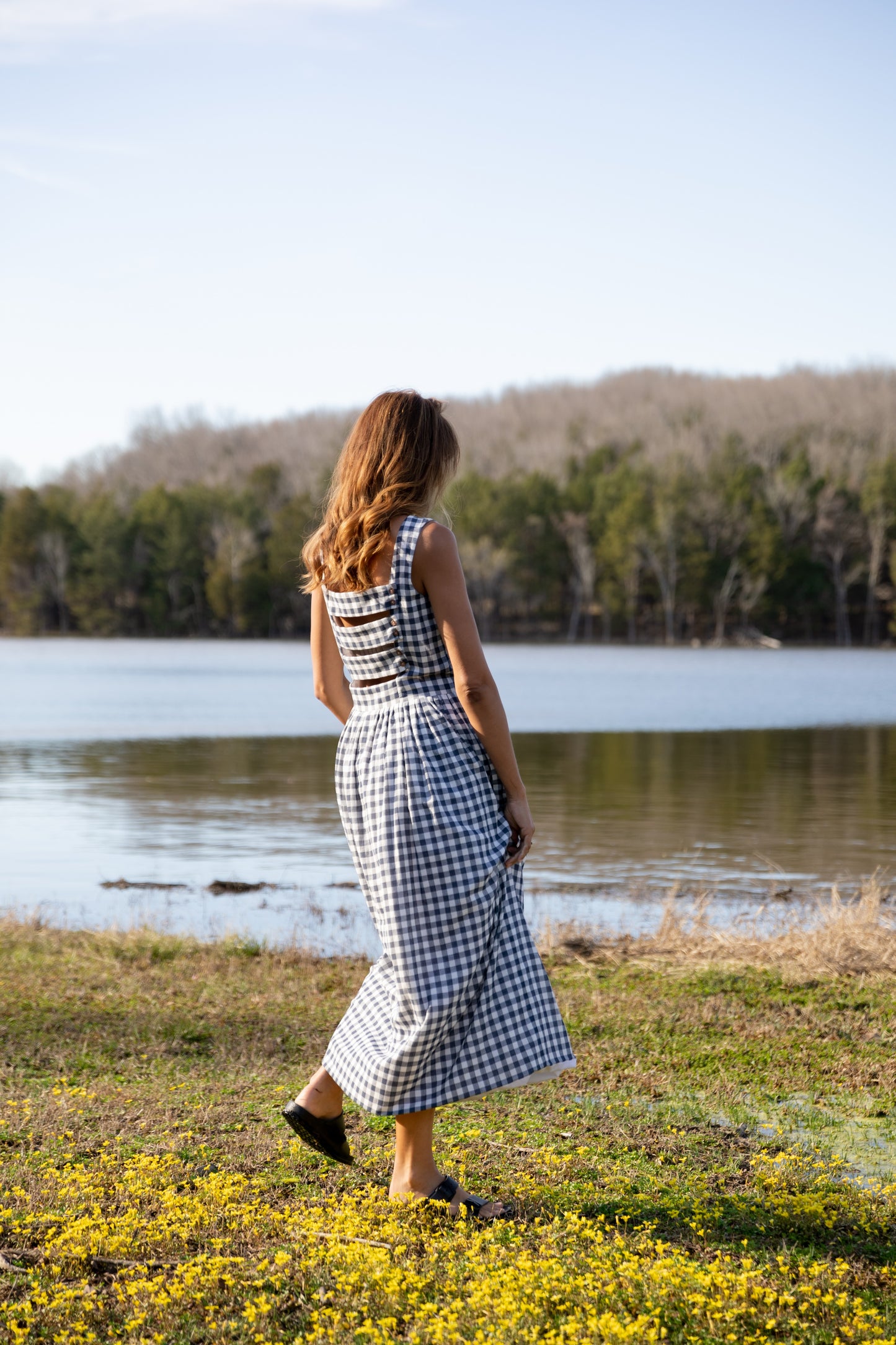 Lucy Dress in Gingham Cotton - M and XL Left