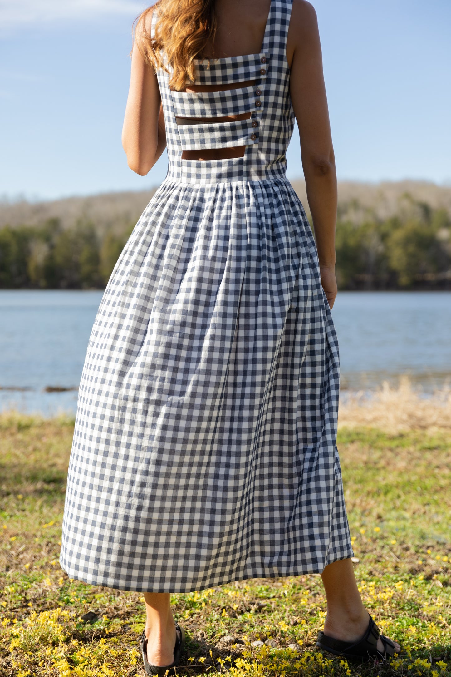 Lucy Dress in Gingham Cotton - M and XL Left