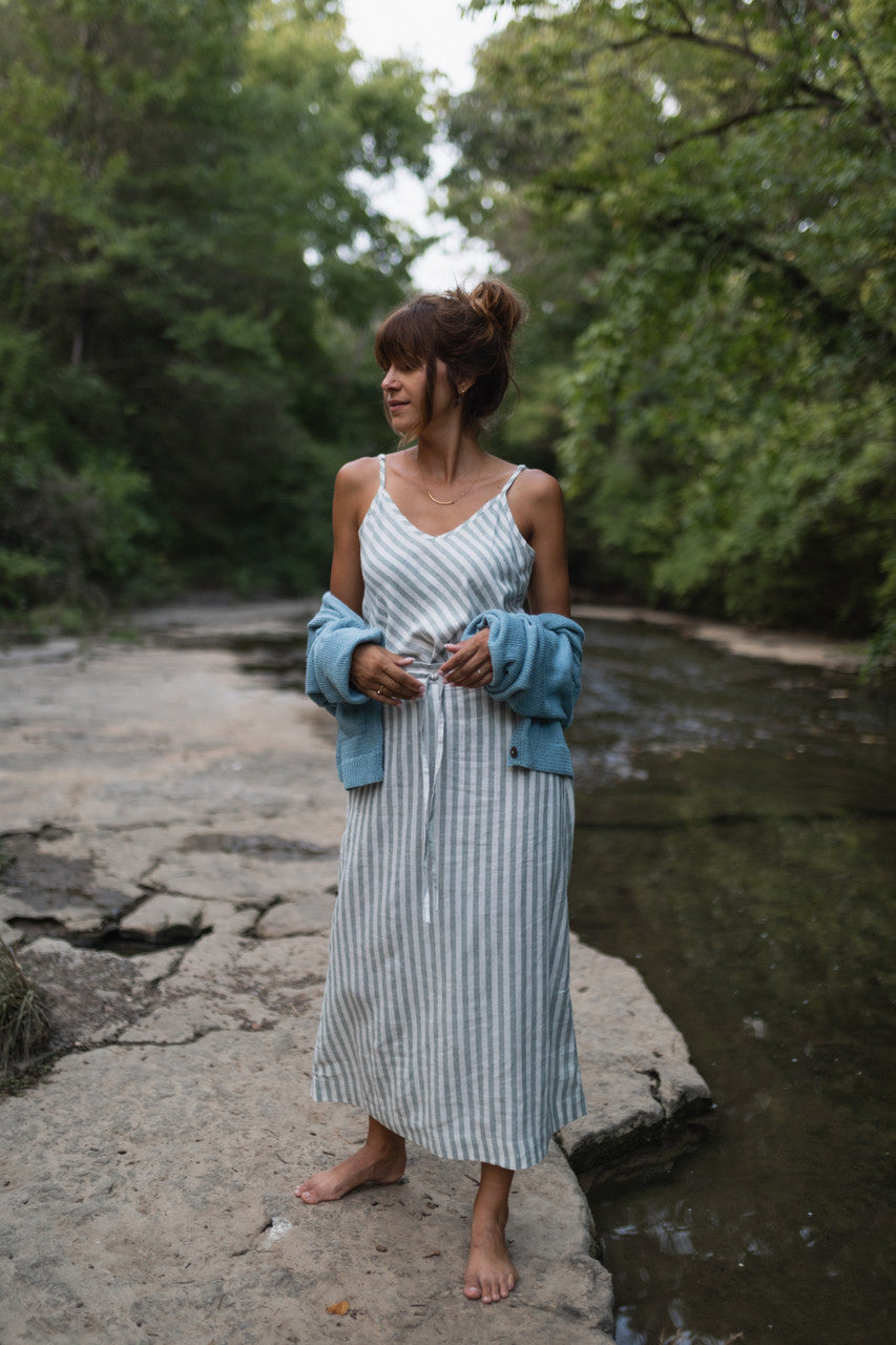 Kim Classic Cotton Cardigan in Light Blue Made to Order