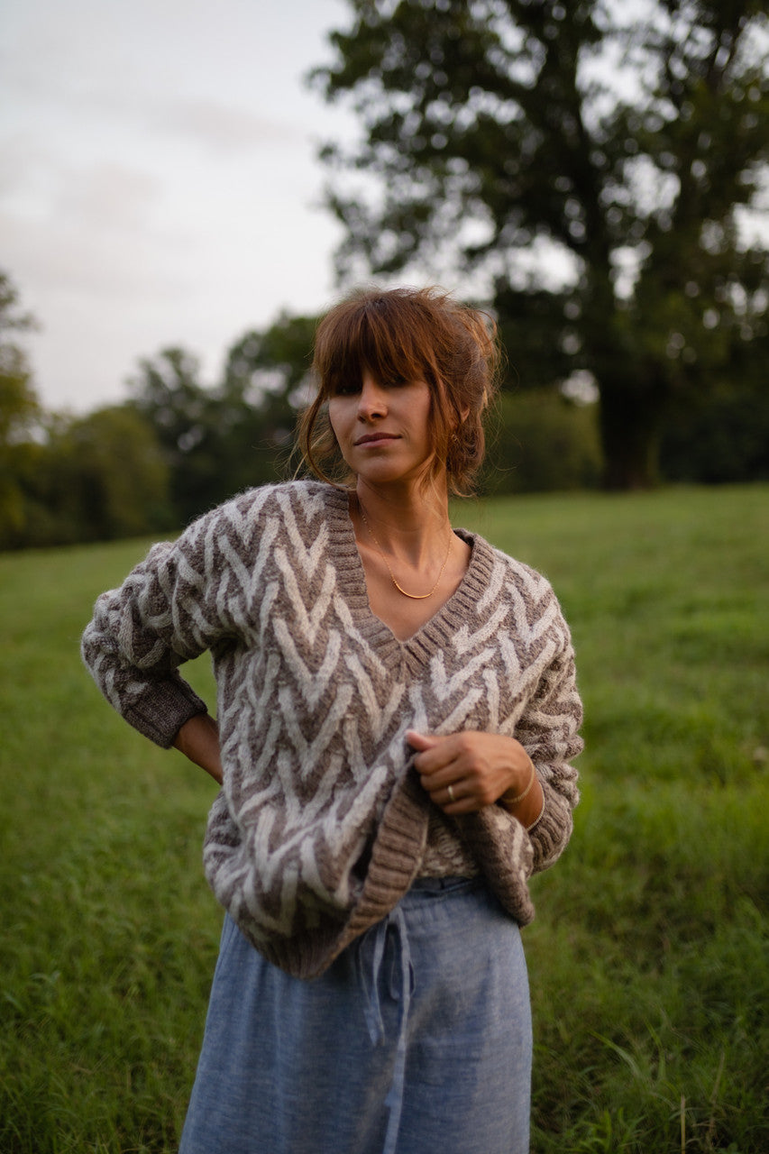 Maeve Textured V Knit Pullover Made to Order