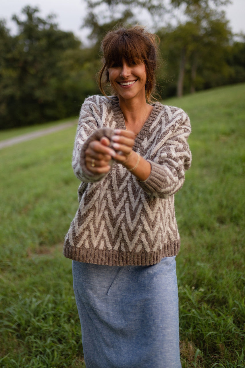 Maeve Textured V Knit Pullover Made to Order
