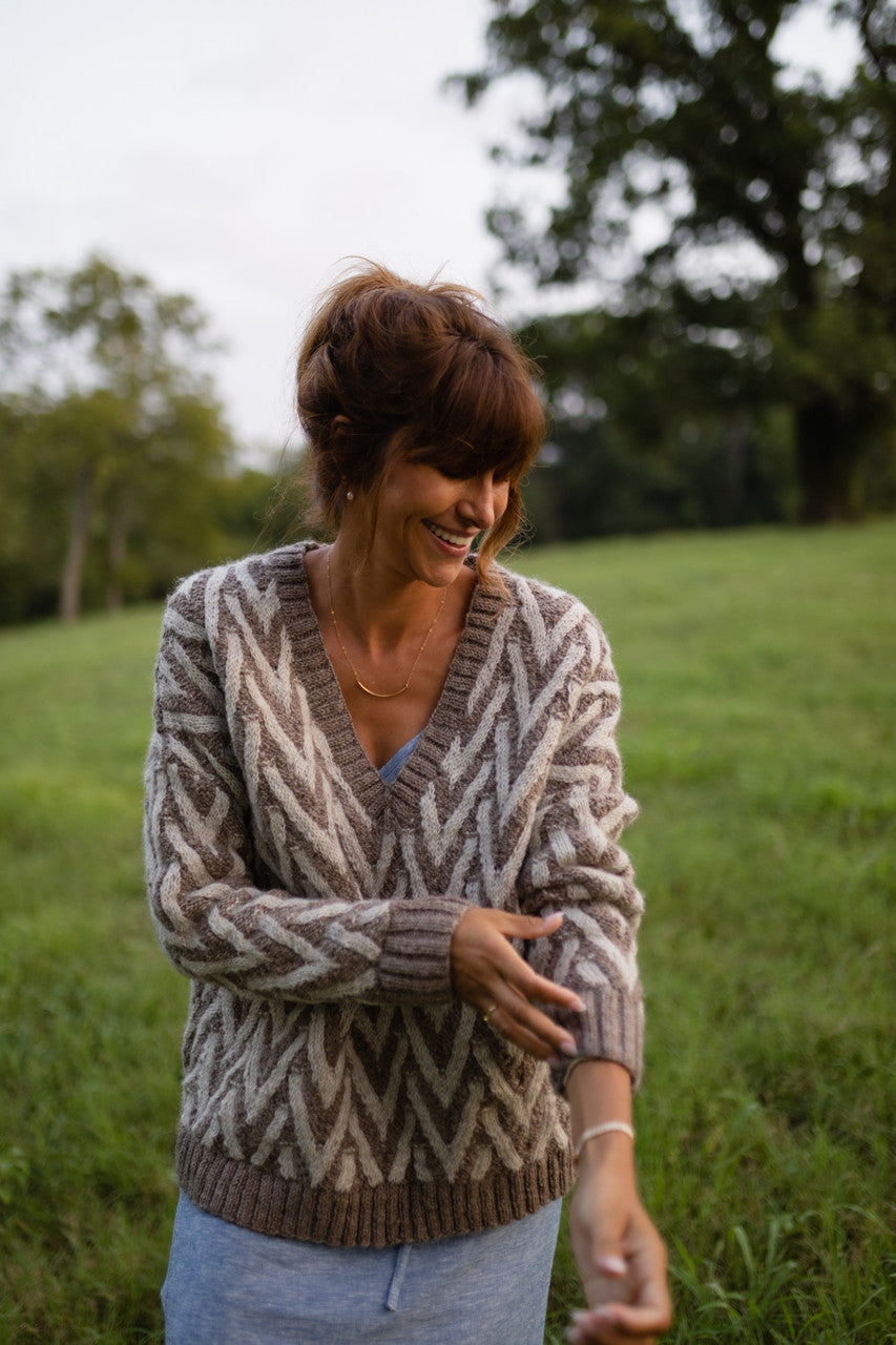 Maeve Textured V Knit Pullover Made to Order