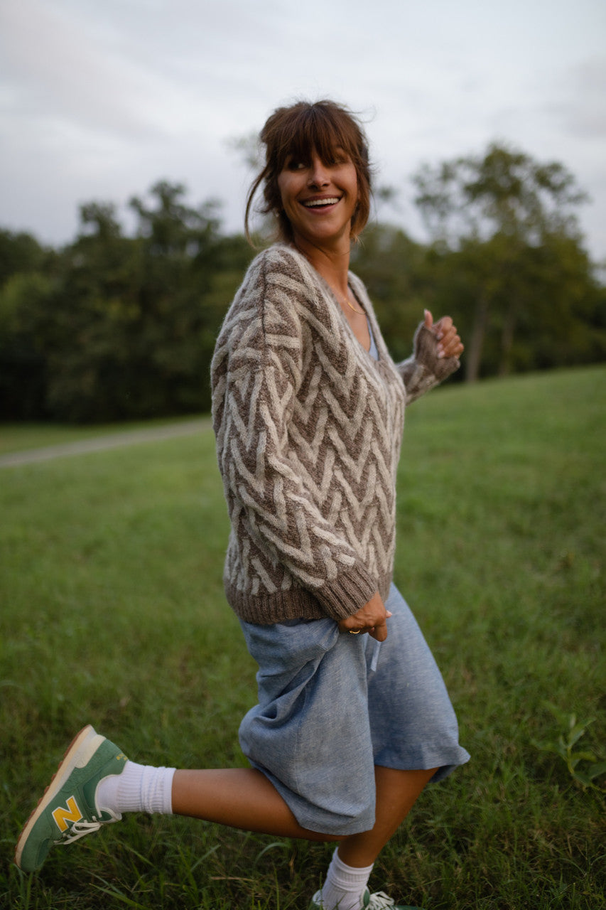 Maeve Textured V Knit Pullover Made to Order