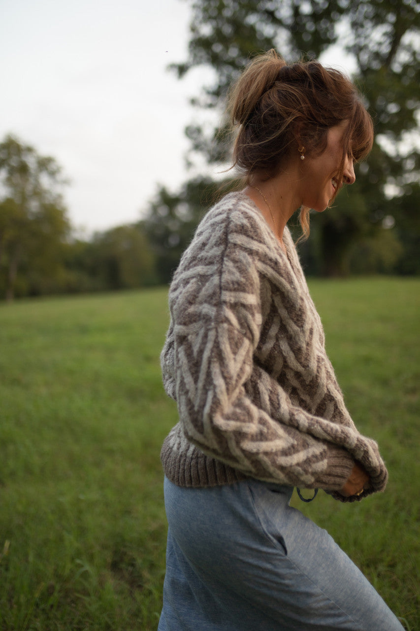 Maeve Textured V Knit Pullover Made to Order