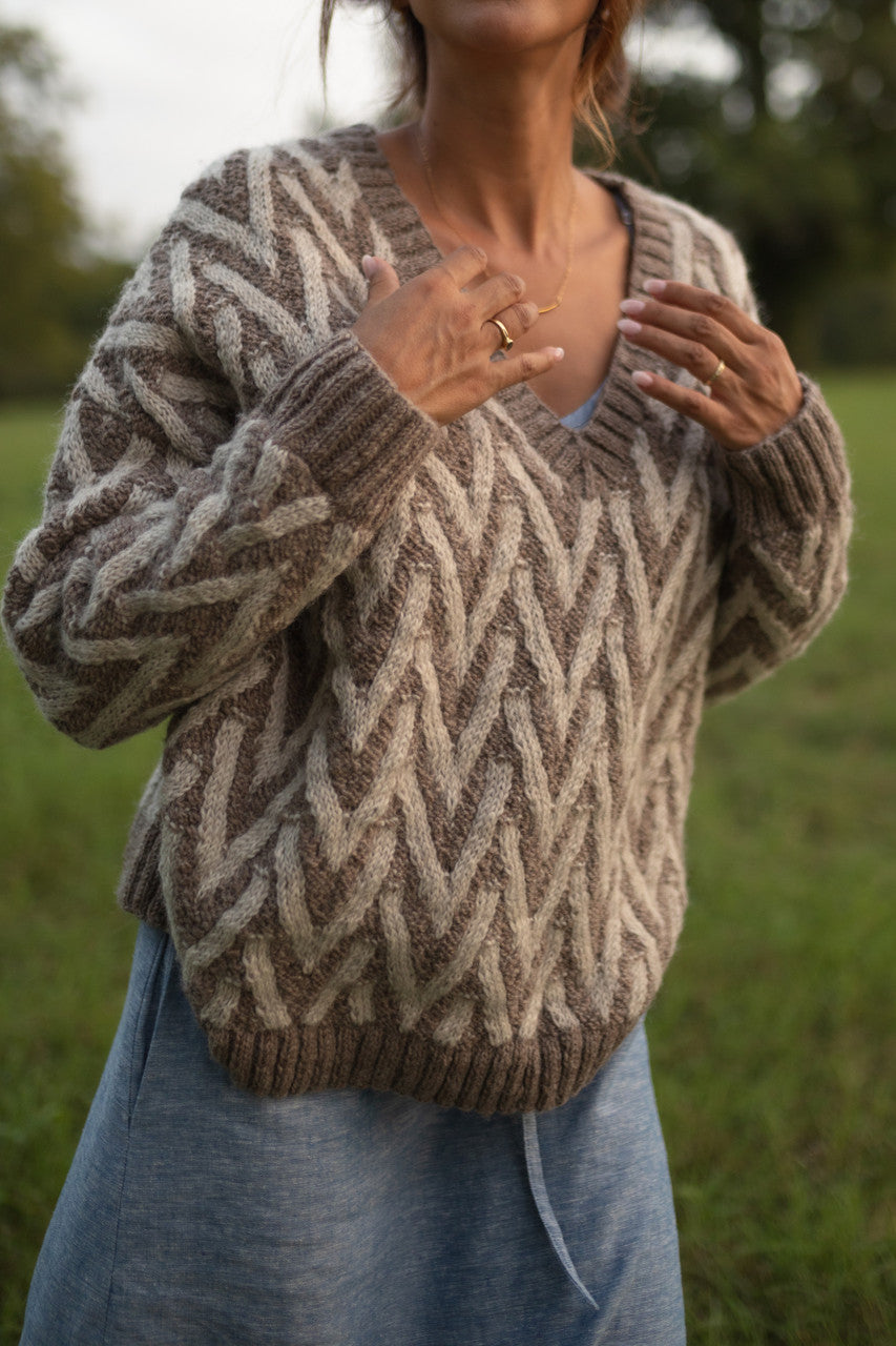 Maeve Textured V Knit Pullover Made to Order