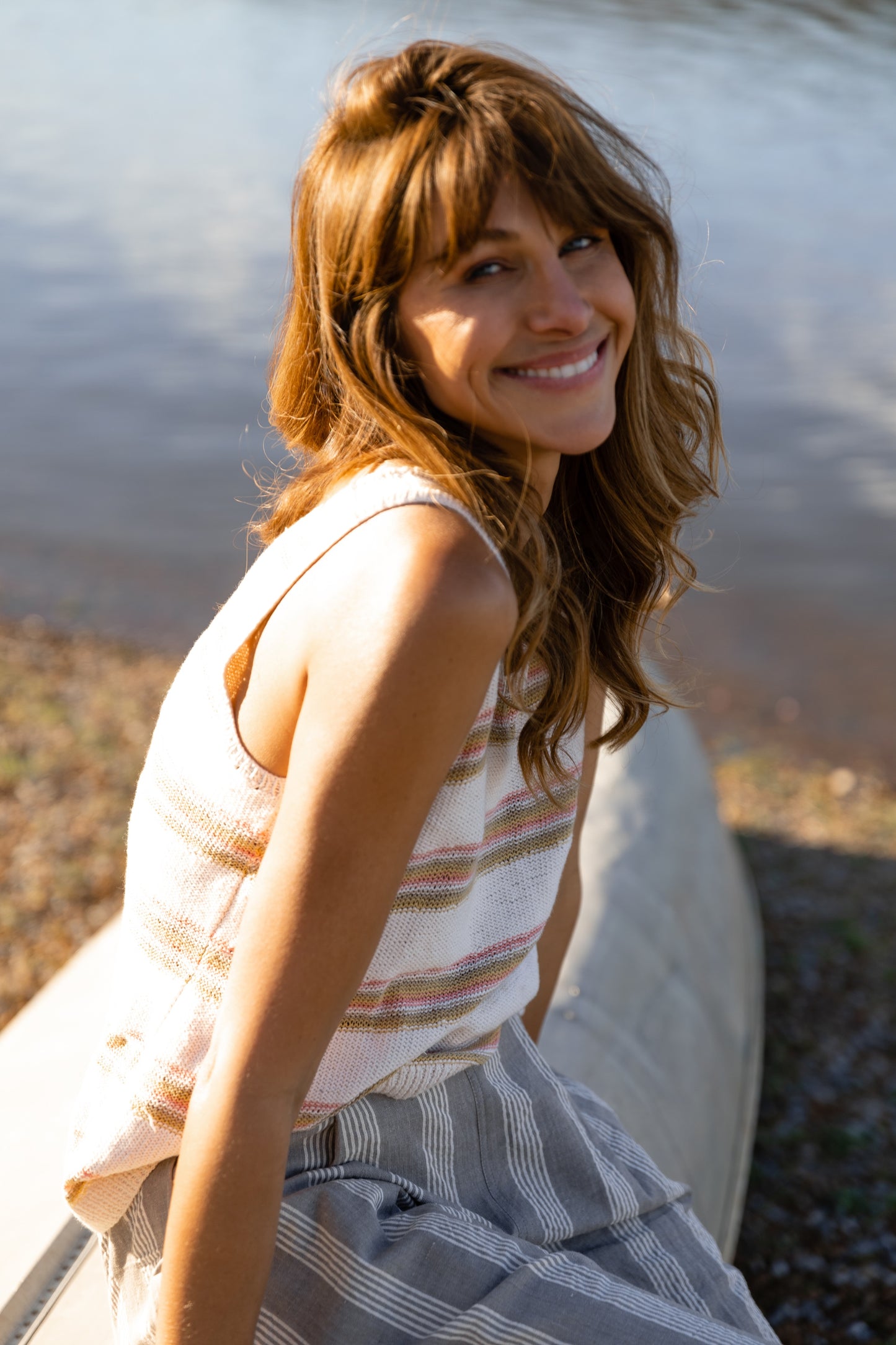 Katie Handwoven Cotton Shirt in Grey and White Stripe - Shirt only in many sizes