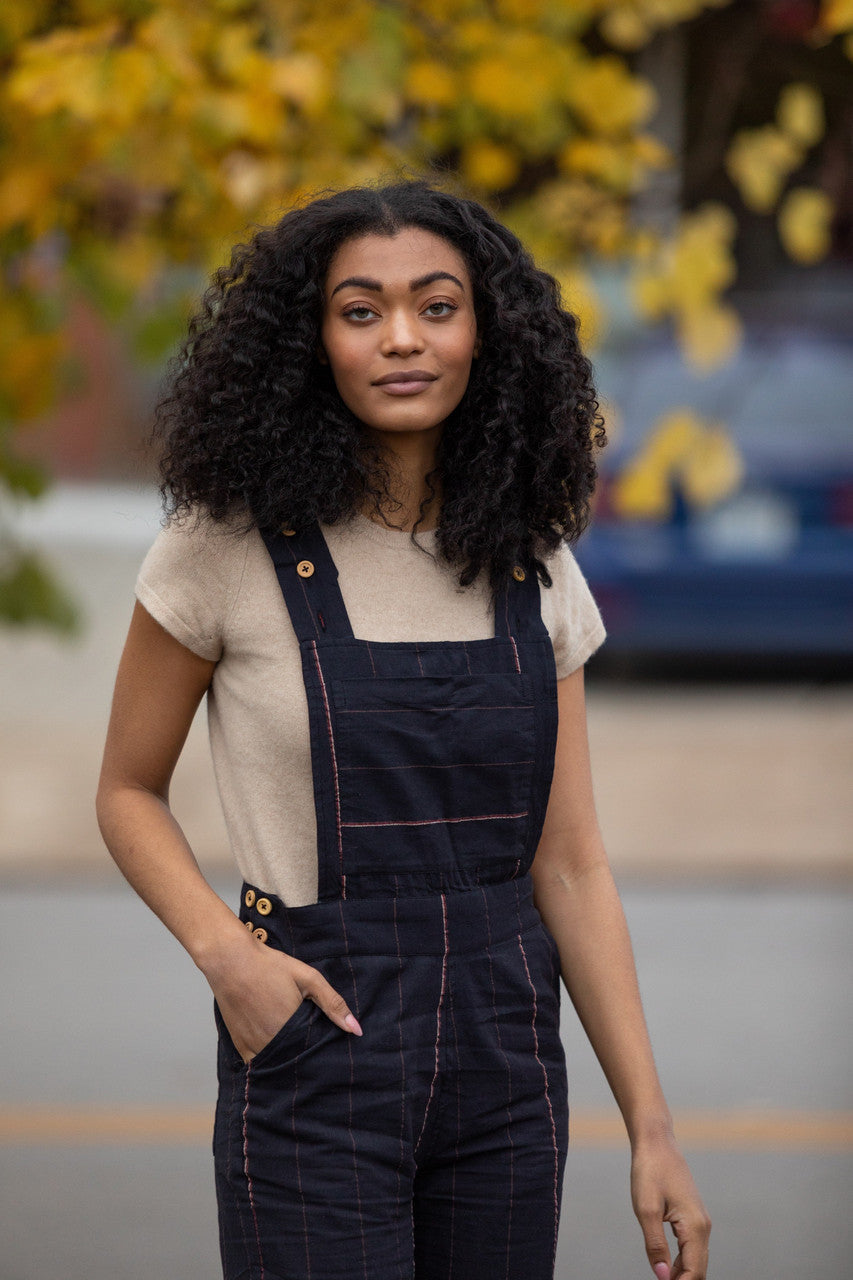 Dilsi Handwoven Cotton Overalls in Navy - M