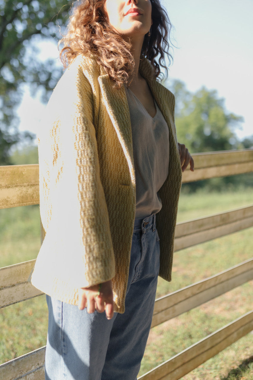 Portuguese Wool Pieper Coat in Mustard Basket Weave Made to Order