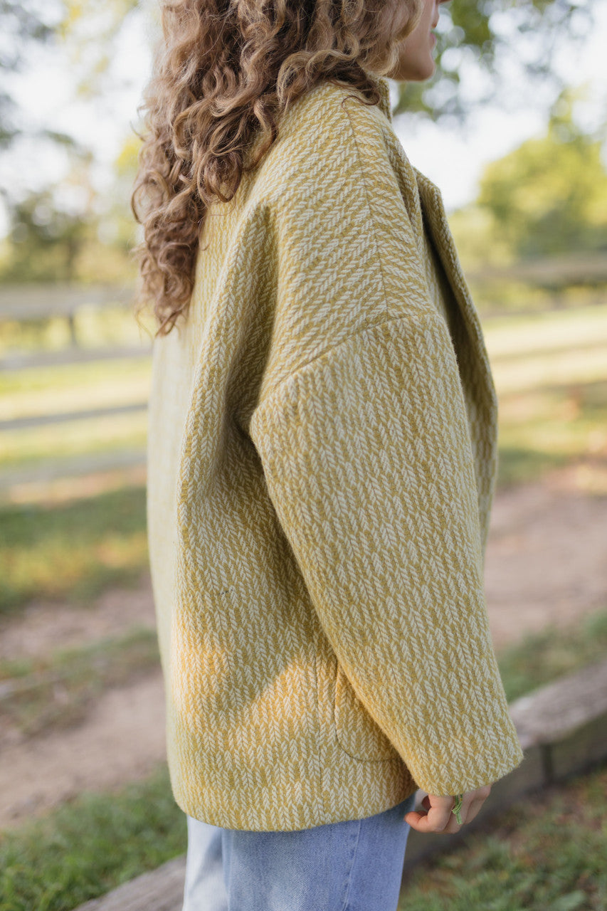 Portuguese Wool Pieper Coat in Mustard Basket Weave Made to Order