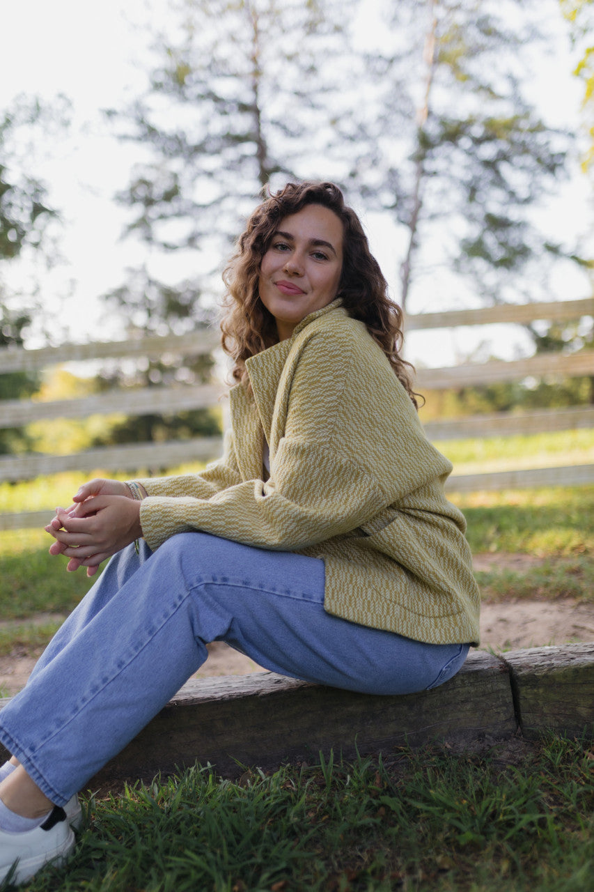 Portuguese Wool Pieper Coat in Mustard Basket Weave Made to Order