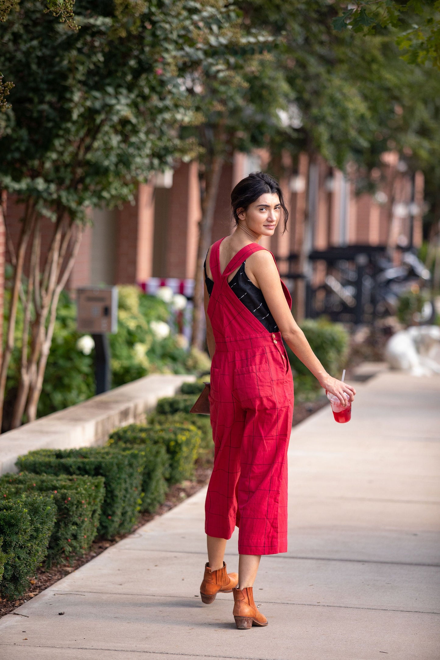 Dilsi Handwoven Cotton Overalls in Red