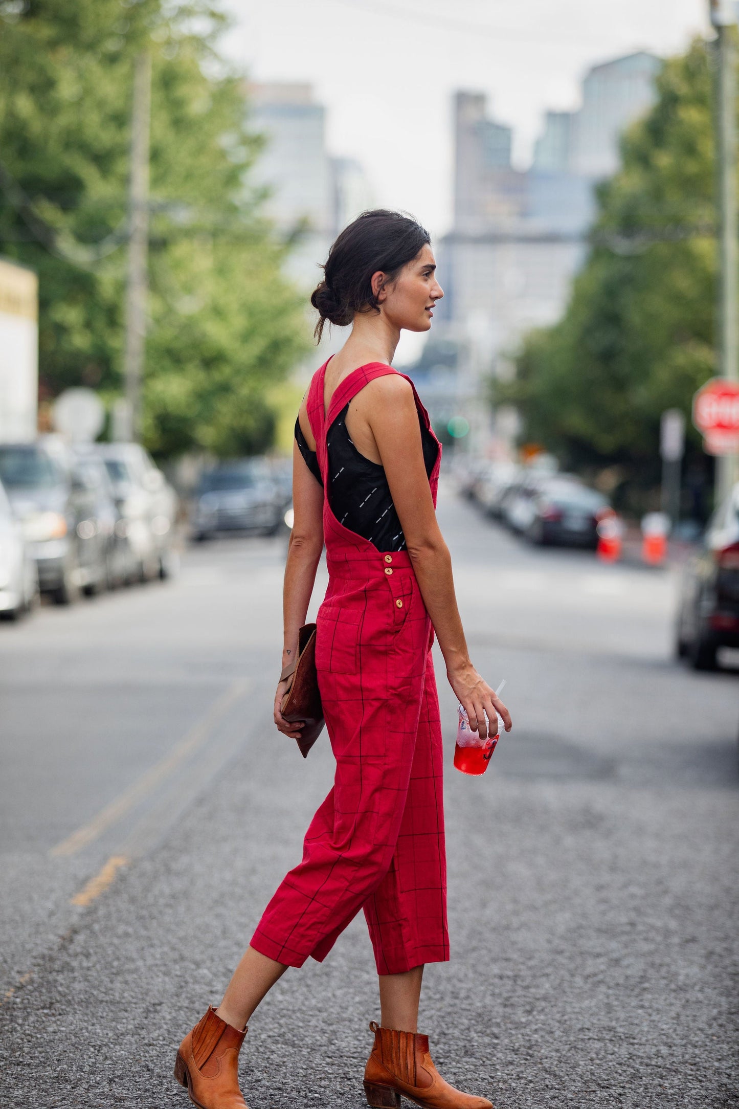 Dilsi Handwoven Cotton Overalls in Red