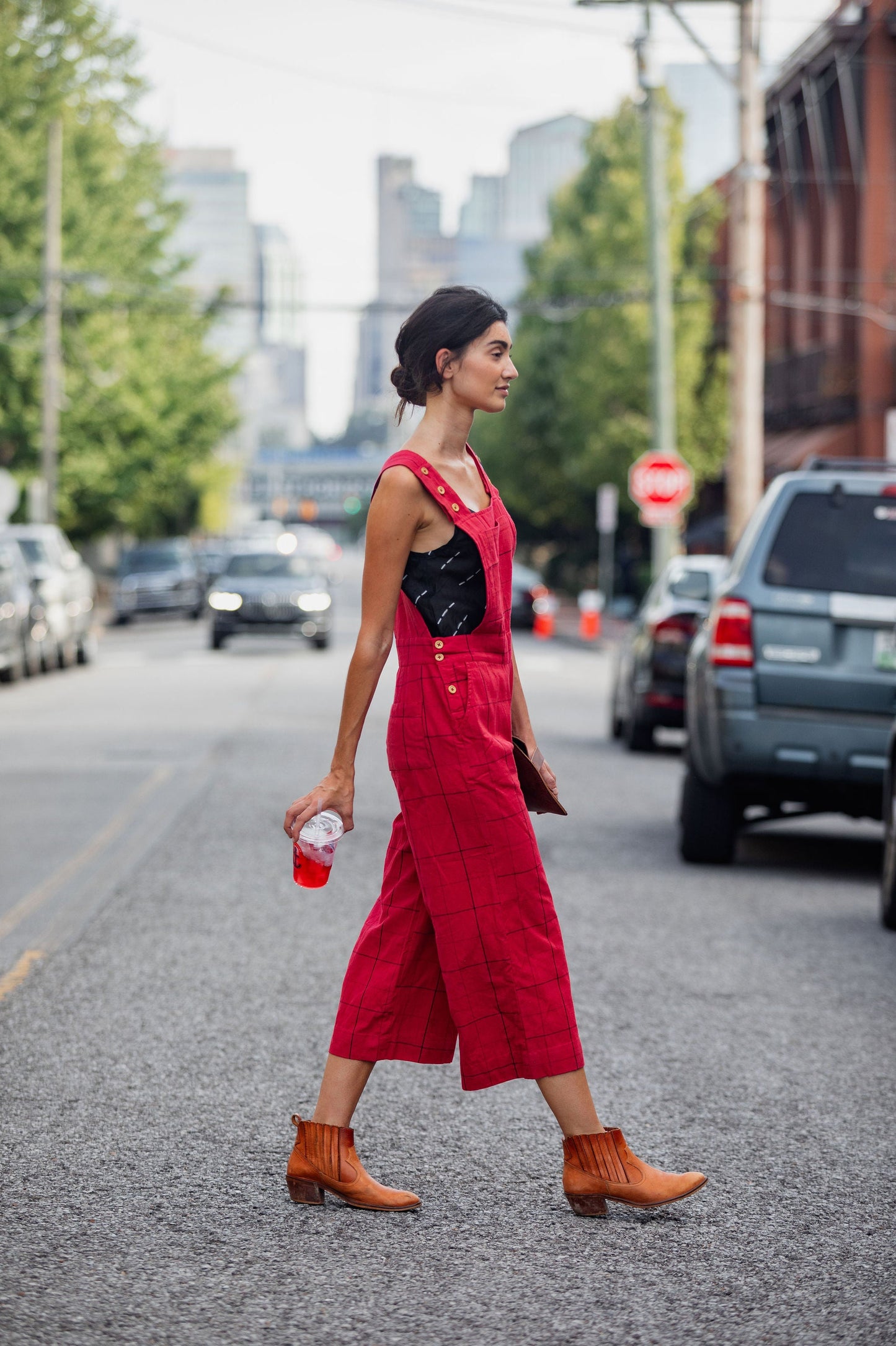 Dilsi Handwoven Cotton Overalls in Red