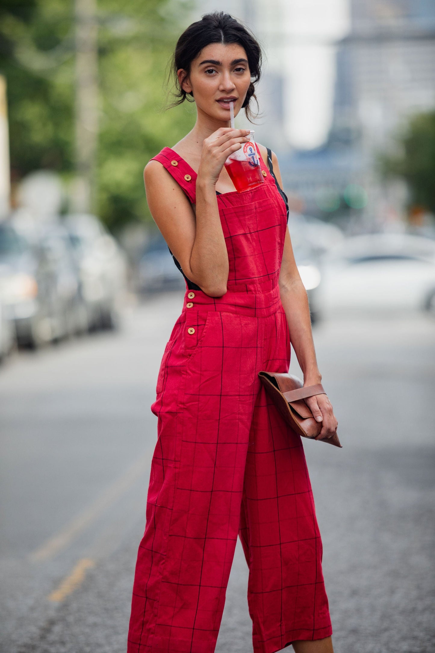 Dilsi Handwoven Cotton Overalls in Red
