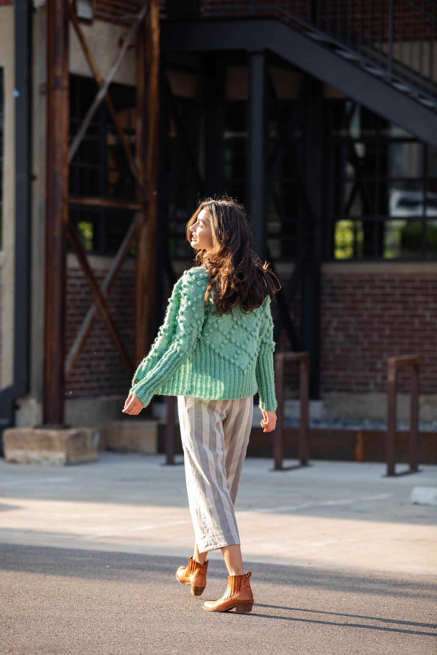 Hand Knit Nepali Wool Jill Sweater in Eggshell Made to Order