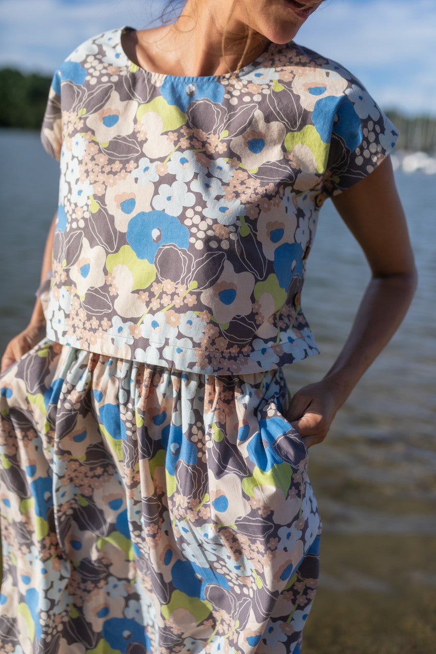 Claudia Skirt Set in Garden Print Made to Order