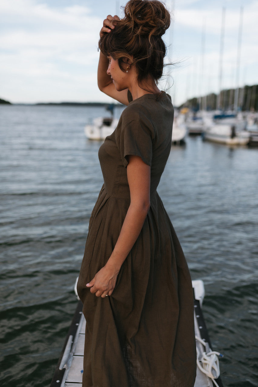 June Dress in Dark Green