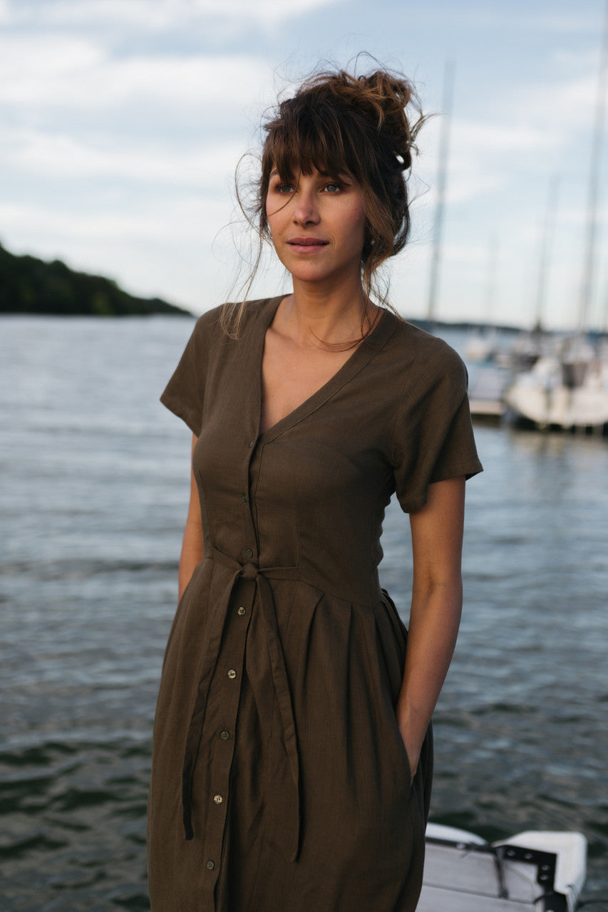 June Dress in Dark Green