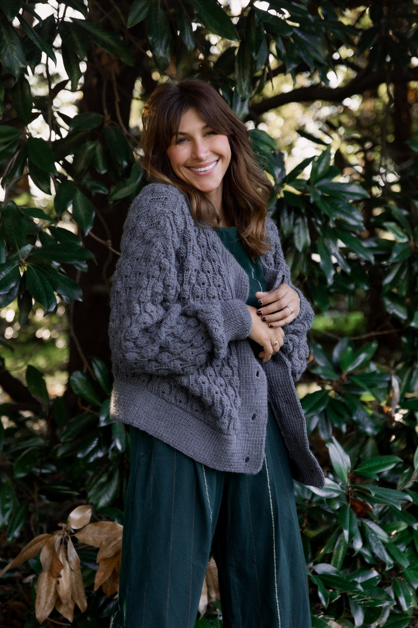 Quinn Wool Cardigan in Slate Made to Order