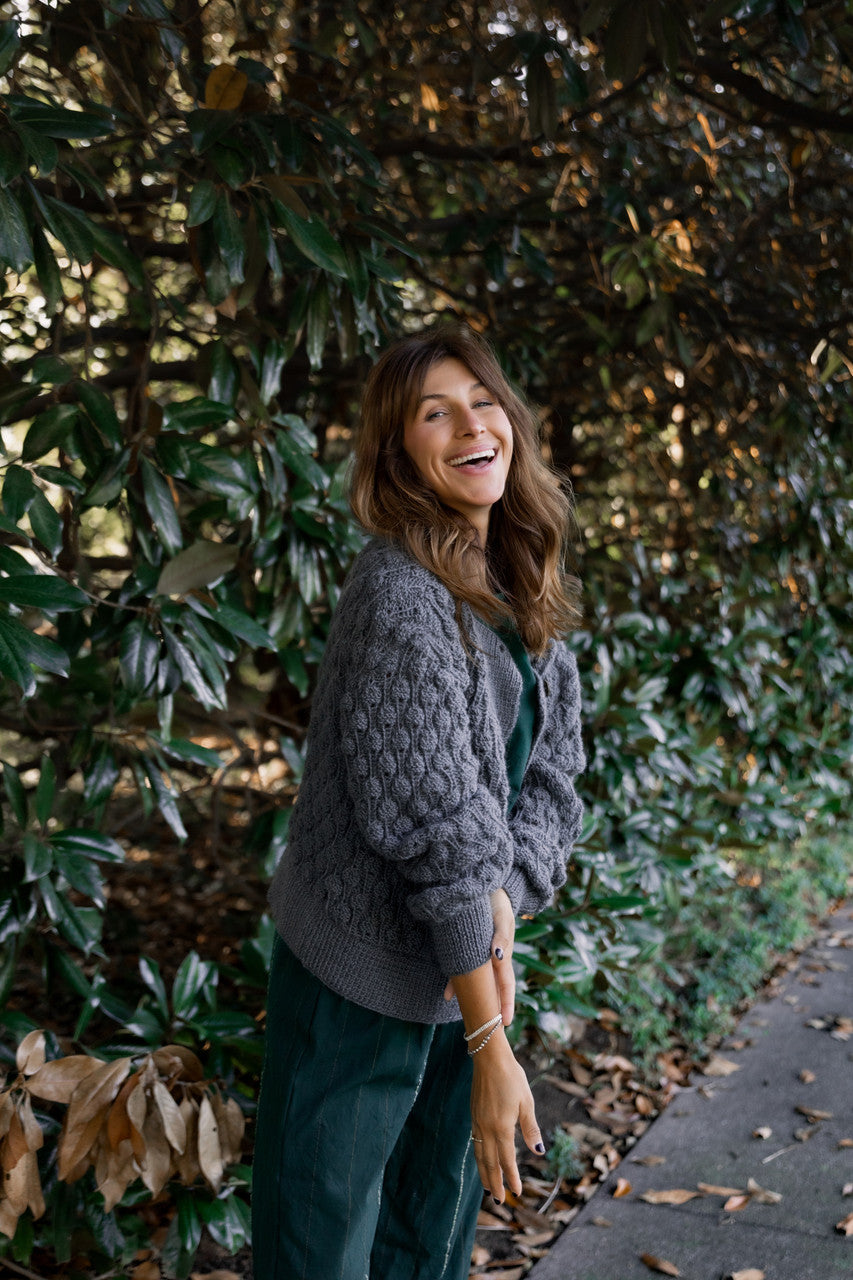 Quinn Wool Cardigan in Slate Made to Order