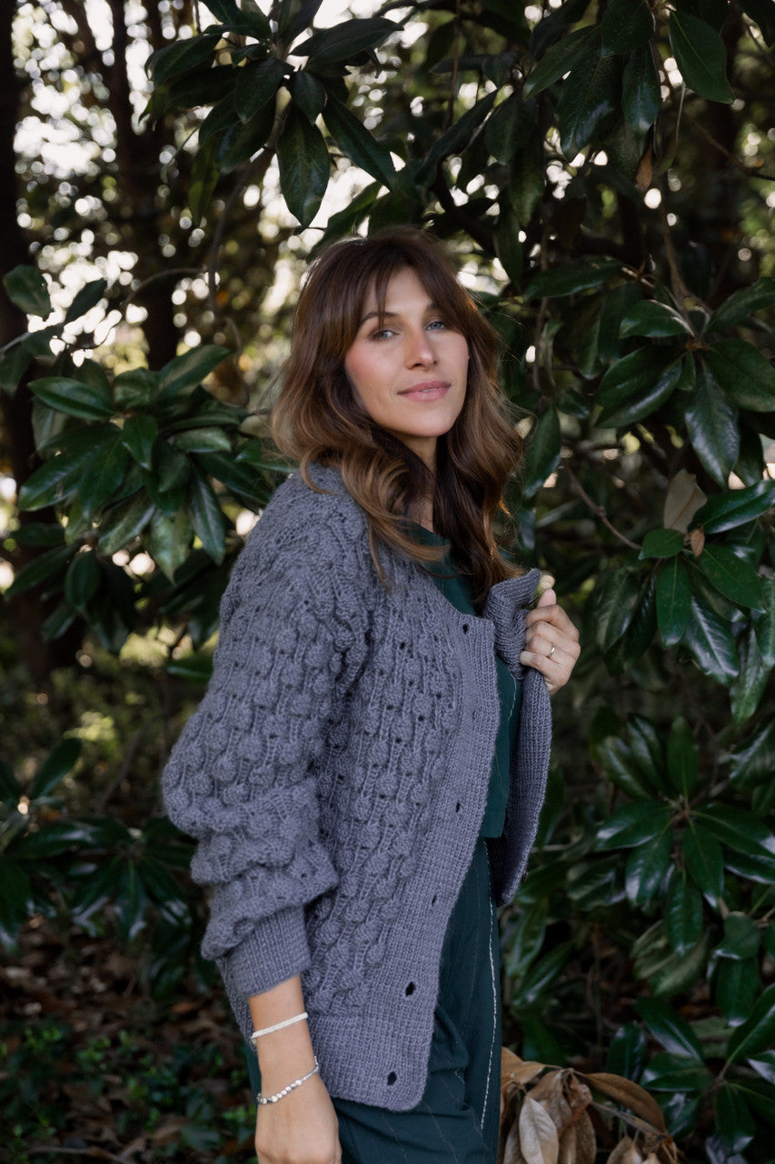 Quinn Wool Cardigan in Slate Made to Order