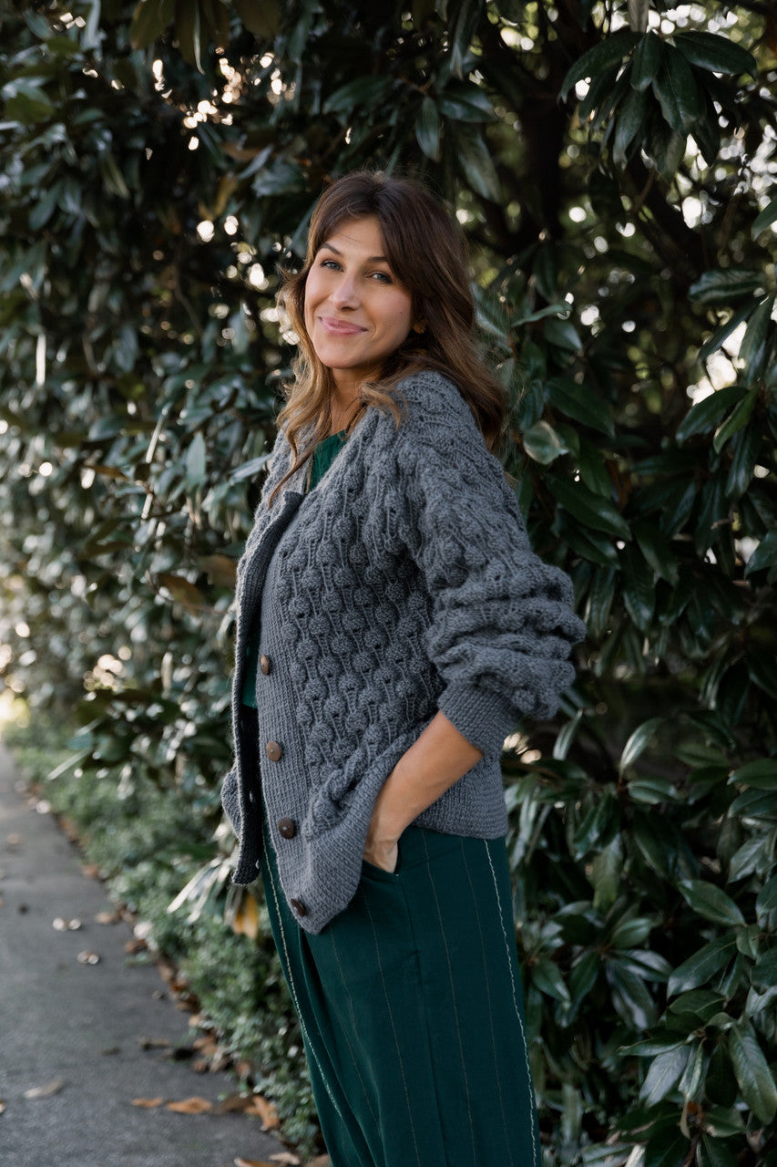 Quinn Wool Cardigan in Slate Made to Order
