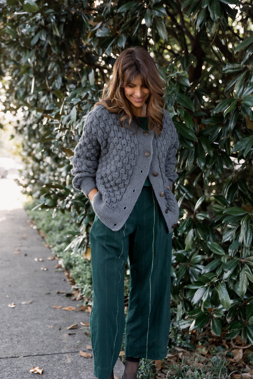 Quinn Wool Cardigan in Slate Made to Order