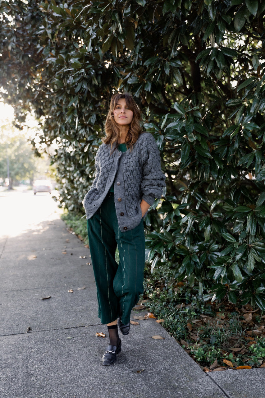 Quinn Wool Cardigan in Slate Made to Order