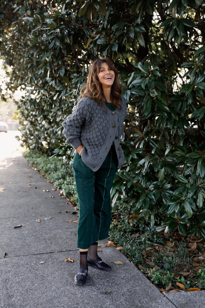 Quinn Wool Cardigan in Slate Made to Order