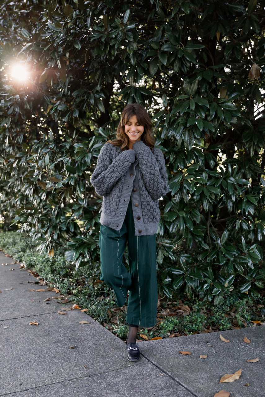 Quinn Wool Cardigan in Slate Made to Order