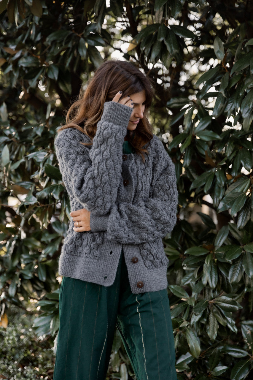 Quinn Wool Cardigan in Slate Made to Order