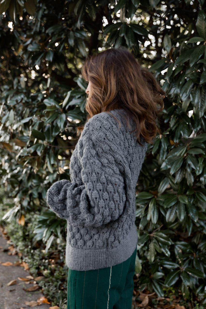 Quinn Wool Cardigan in Slate Made to Order