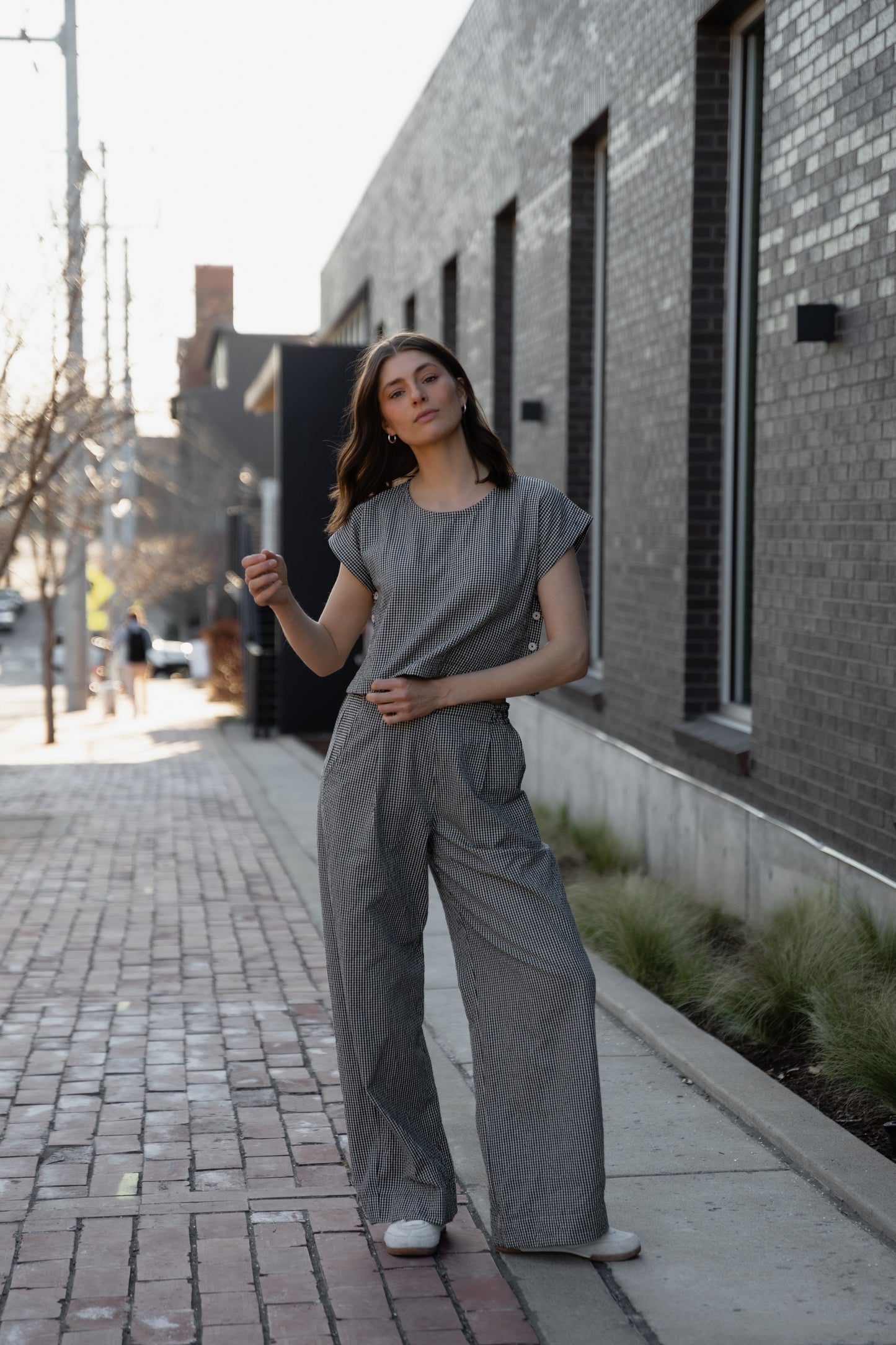Katie Handwoven Cotton Set in Black and White Gingham - XS, S and M Left