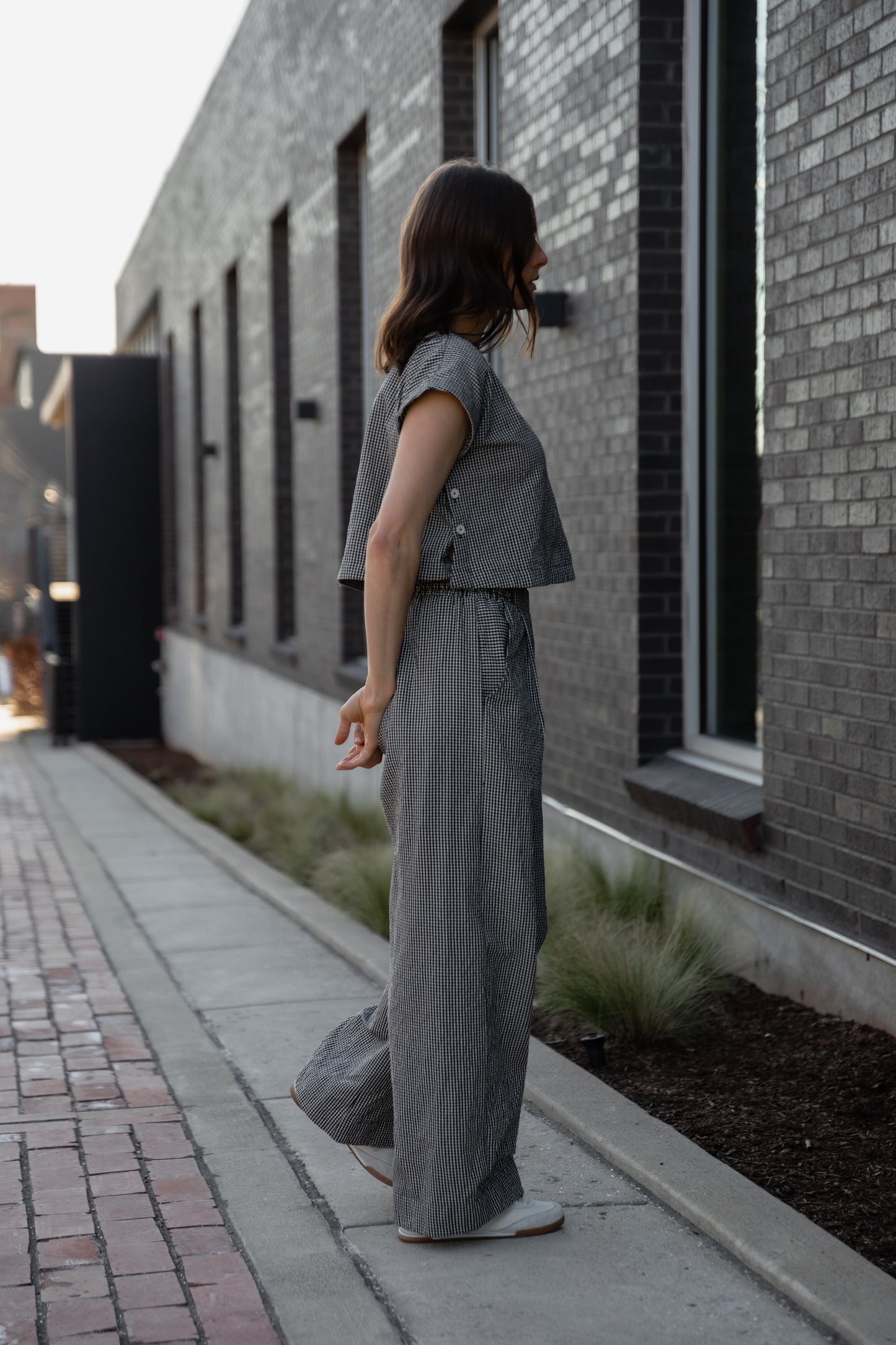 Katie Handwoven Cotton Set in Black and White Gingham - XS, S and M Left