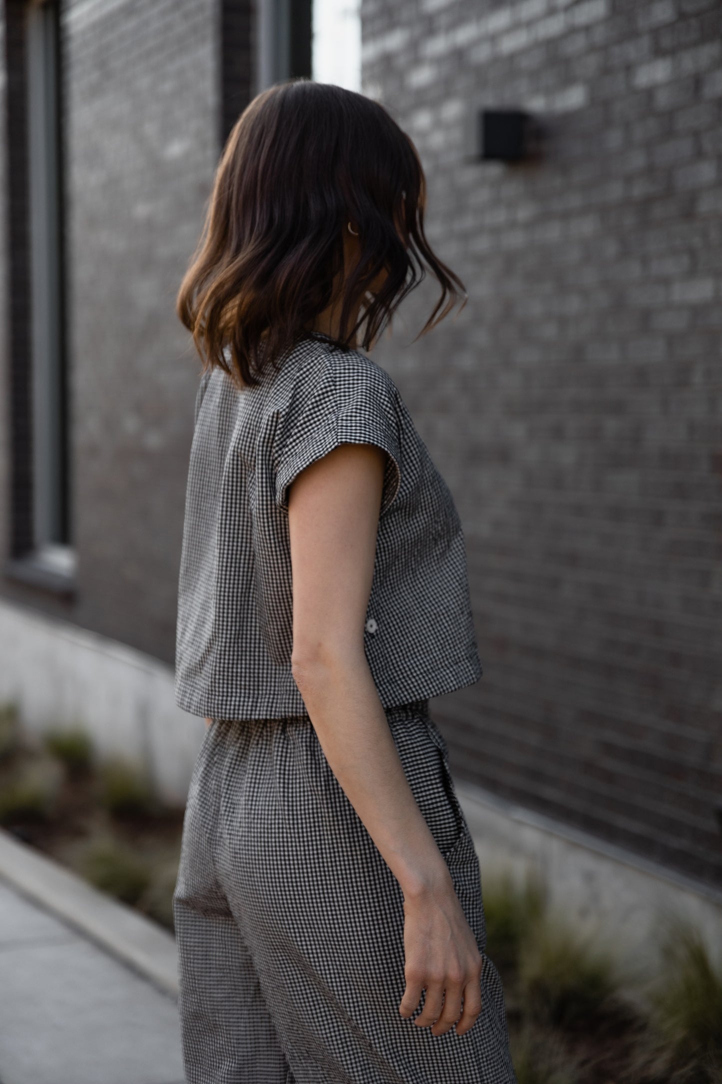 Katie Handwoven Cotton Set in Black and White Gingham - XS, S and M Left