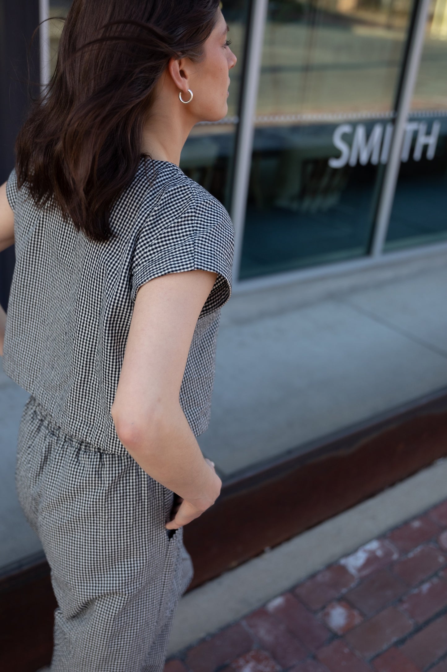 Katie Handwoven Cotton Set in Black and White Gingham - XS, S and M Left