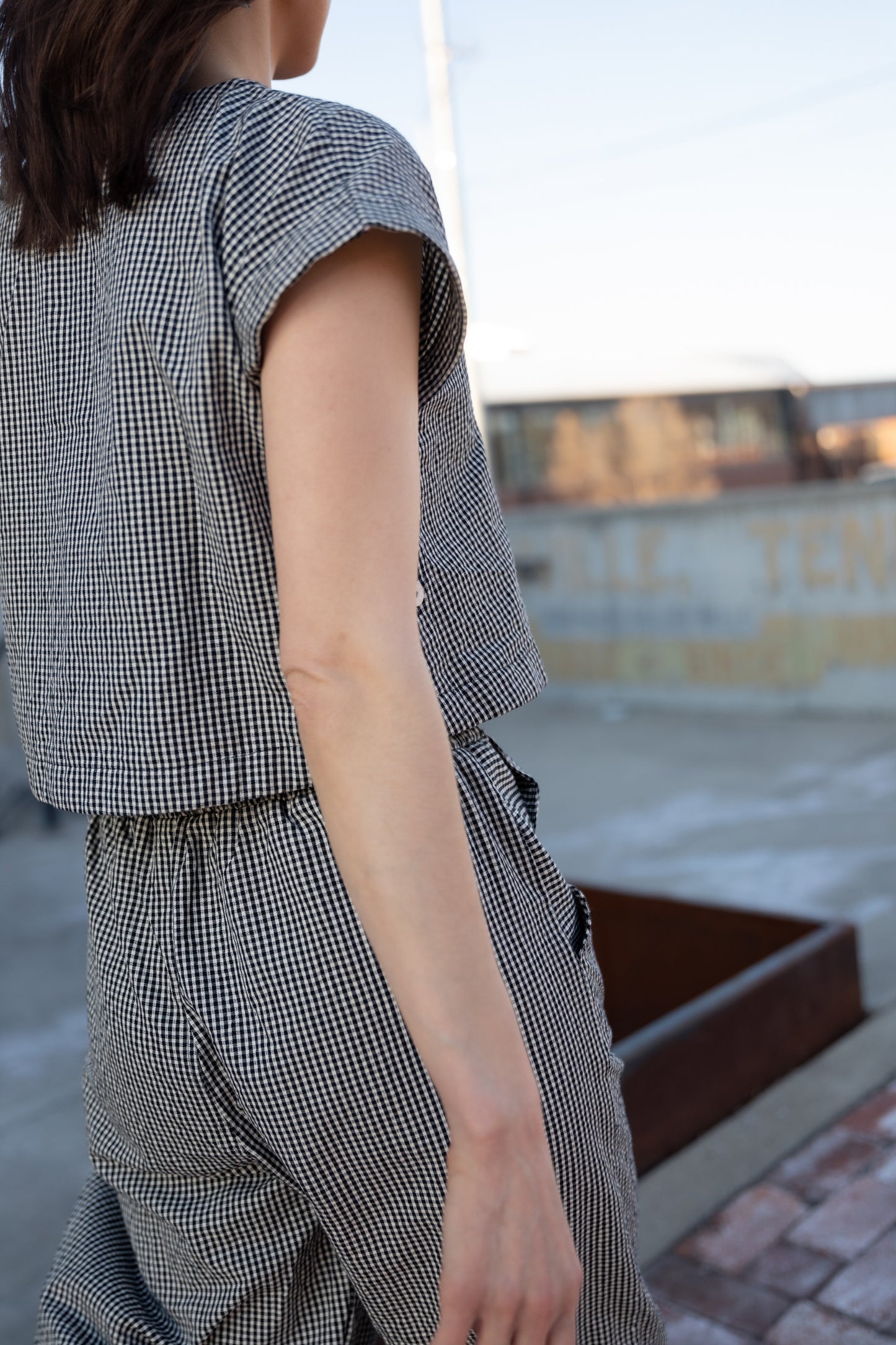 Katie Handwoven Cotton Set in Black and White Gingham - XS, S and M Left