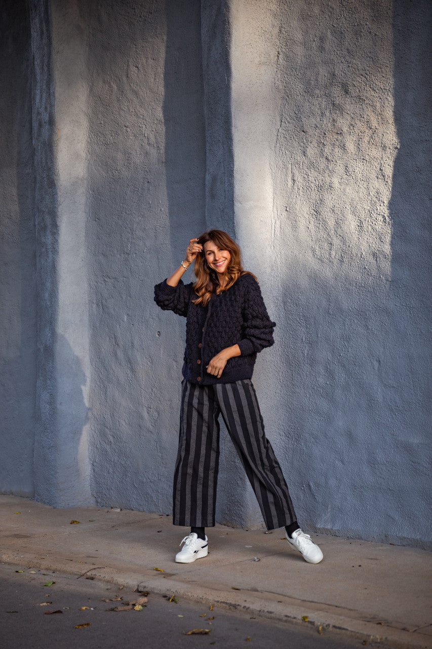 Quinn Wool Cardigan in Navy Made to Order