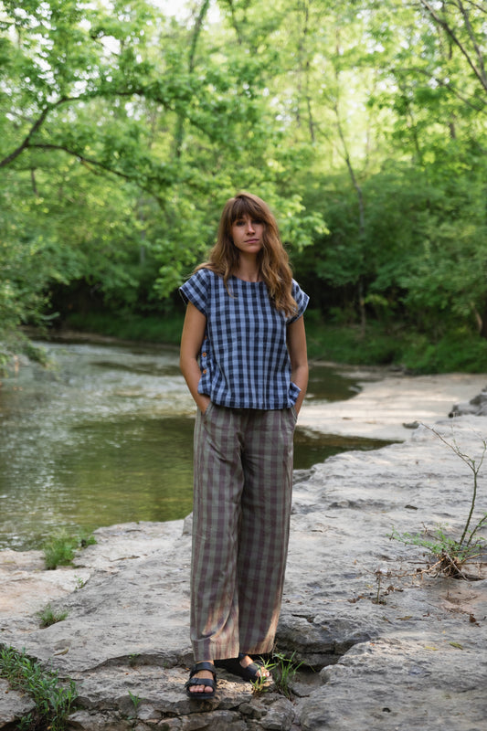 Handwoven Cotton Gingham Separates - M Shorts Left