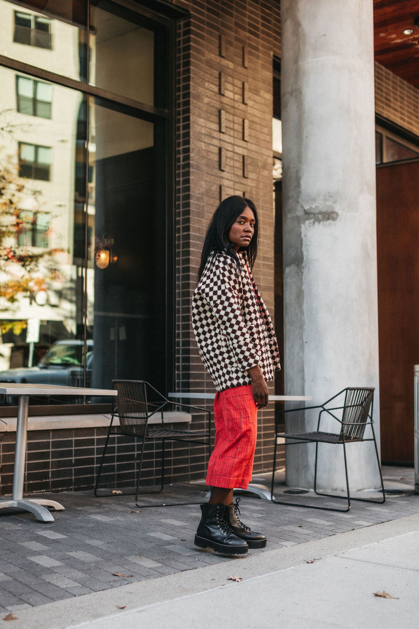 Portuguese Wool Pieper in Sage and Mustard Check Made to Order