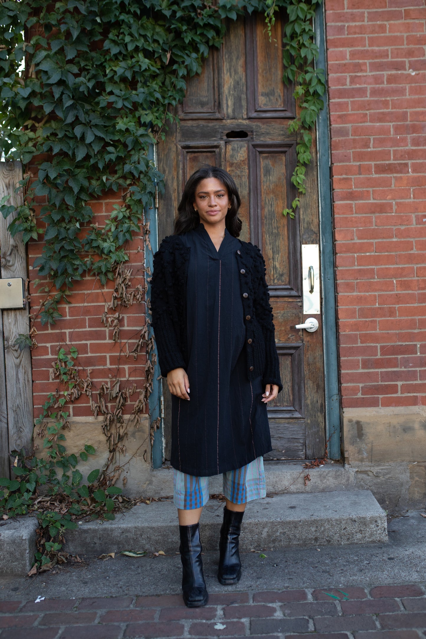 Hand Knit Nepali Wool Jill Sweater in Black Made to Order