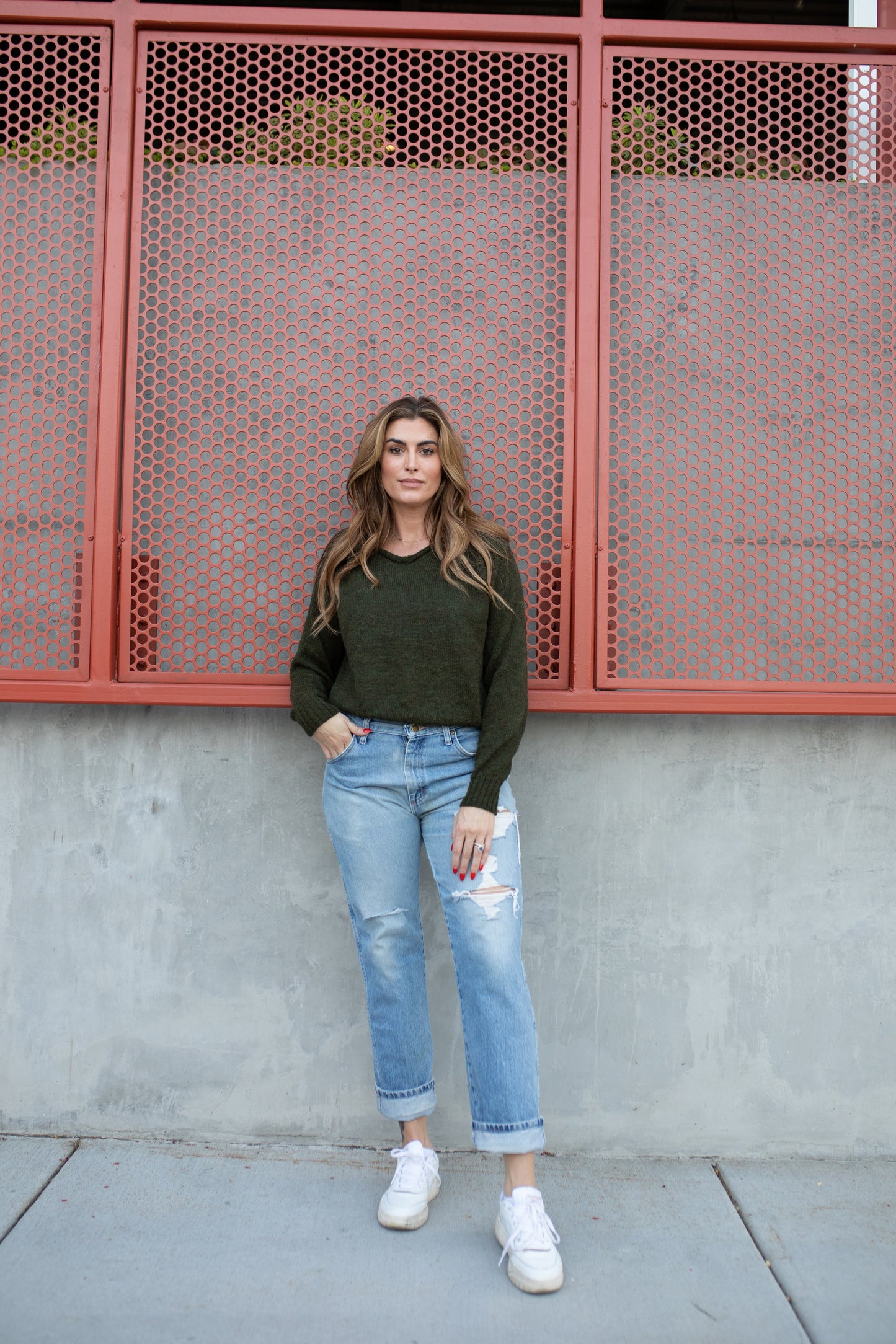 Georgia Pullover Sweater in Heather Green Made to Order