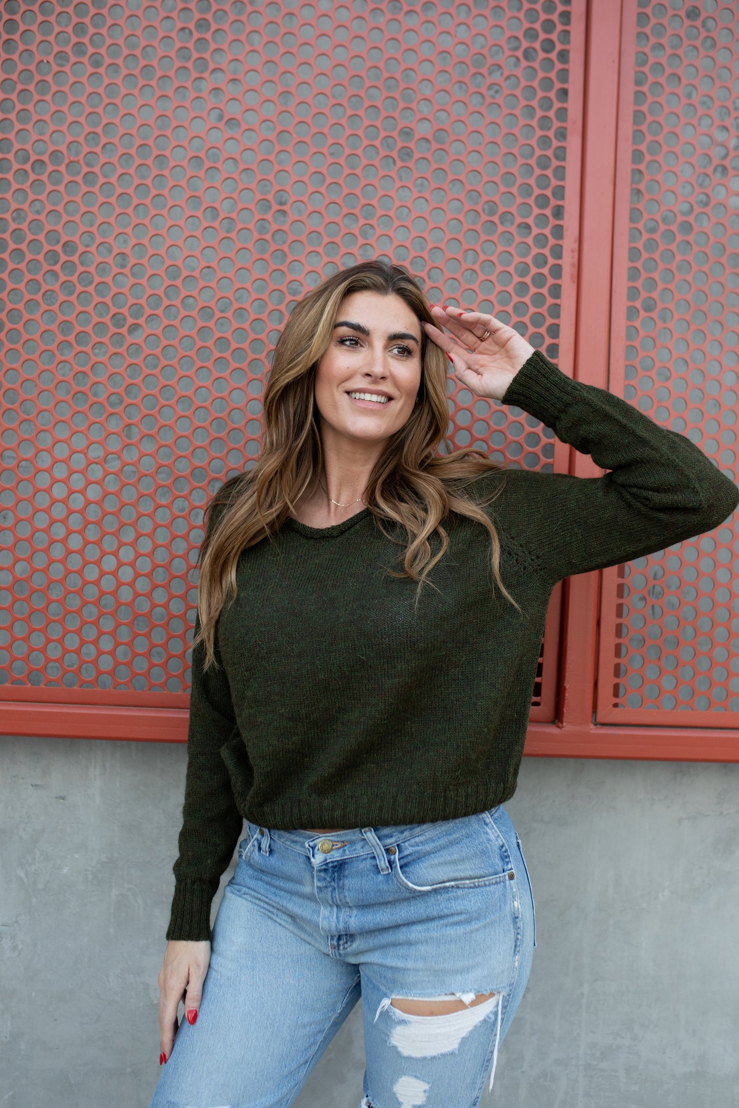 Georgia Pullover Sweater in Heather Green Made to Order